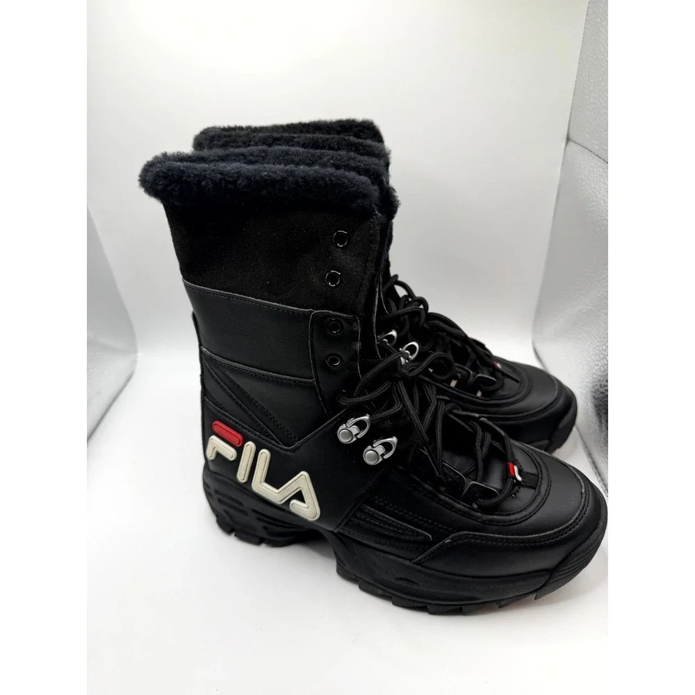 Fila Disruptor 5HM00545-014 Womens 7 Black‎ Leather Shearling Winter Snow Boot